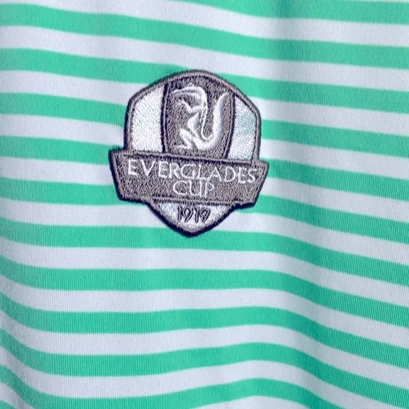 FG Tech Everglades Cup/Everglades Club mens pinstripe golf polo medium. - Picture 2 of 4